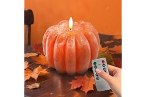 ARIKJ Fall Decor, Fall Decorations for Home - Flameless Pumpkin Candle with Timer Remote - Room Bedroom Table Farmhouse Decor for Halloween, Thanksgiving, Orange