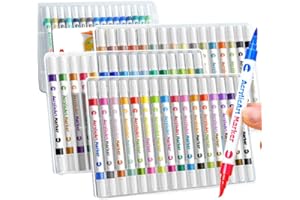 Tommax Acrylic Paint Marker Pens 96 color, 48pcs 2-headed 2-color Dual Tip Pens, Point Acrylic Paint Markers for Wood, Canvas, Stone, Rock Painting, Glass, Ceramic Surfaces, DIY