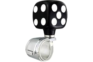 Abfer Steering Wheel Spinner Car Turning Aid Suicide Knob Dice Shape Fit Most Lawn Mowers, Forklifts, Tractors, Boats (Black)
