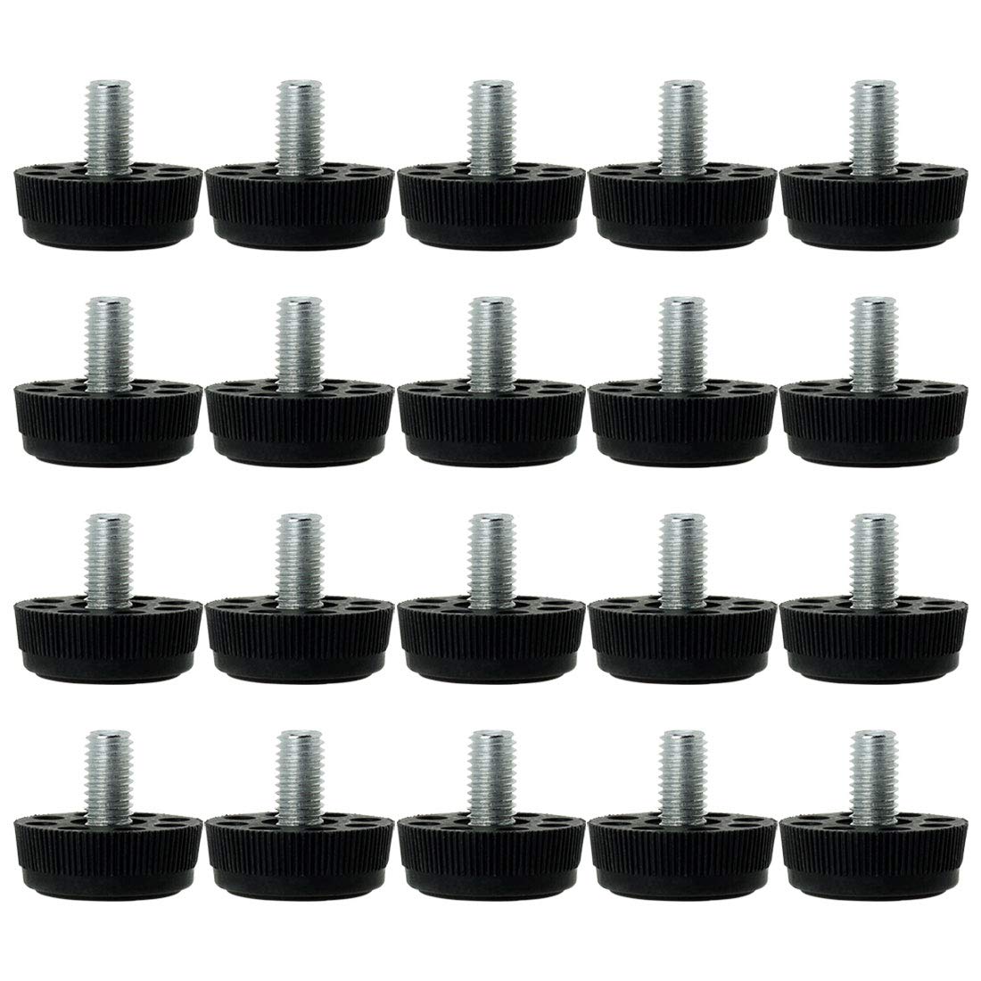 Sourcingmap M8 x 13 x 30mm Furniture Glide Leveling Feet Adjustable Leveler Floor Protector for Home Restaurant Table Leg 20 Pack