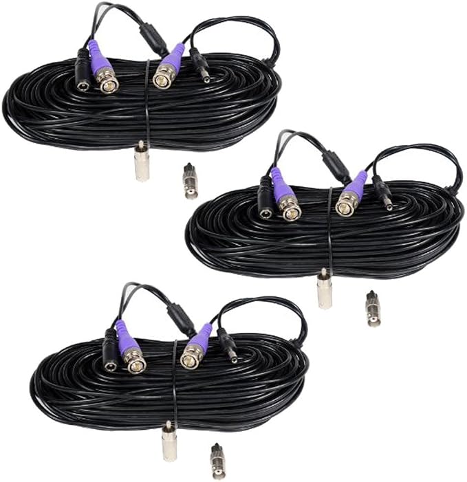 Amazon VideoSecu 3 Pack 50ft HD Security Camera Video Power Cable Pre Made All in One 