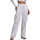 ABOCIW Womens Cargo Sweatpants Drawstring High Waisted Fleece Wide Leg Sweat Pants Baggy Joggers Athletic Lounge Pants