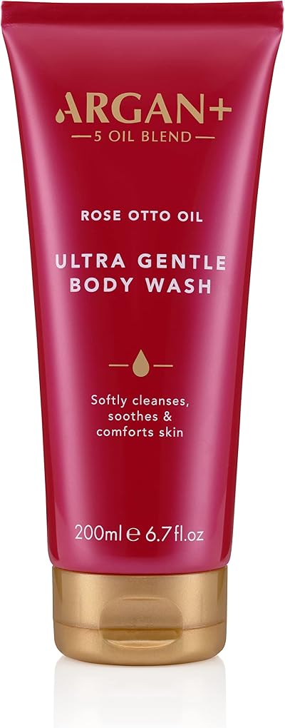 Argan+ Ultra Gentle Body Wash Rose Otto Oil 200ml Vegan Shower Gel