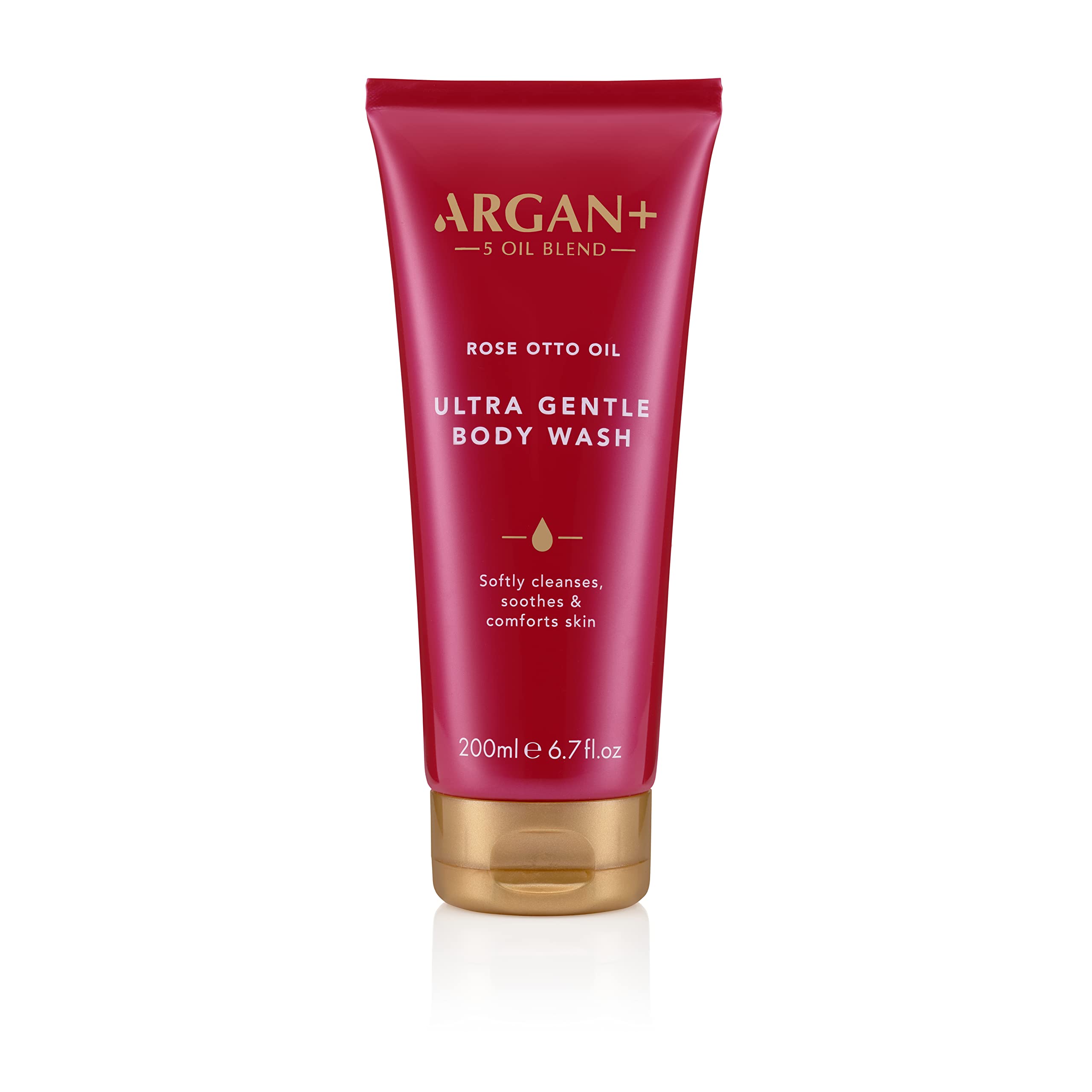Argan+ Ultra Gentle Body Wash, Rose Otto Oil Vegan Shower Gel, 200ml