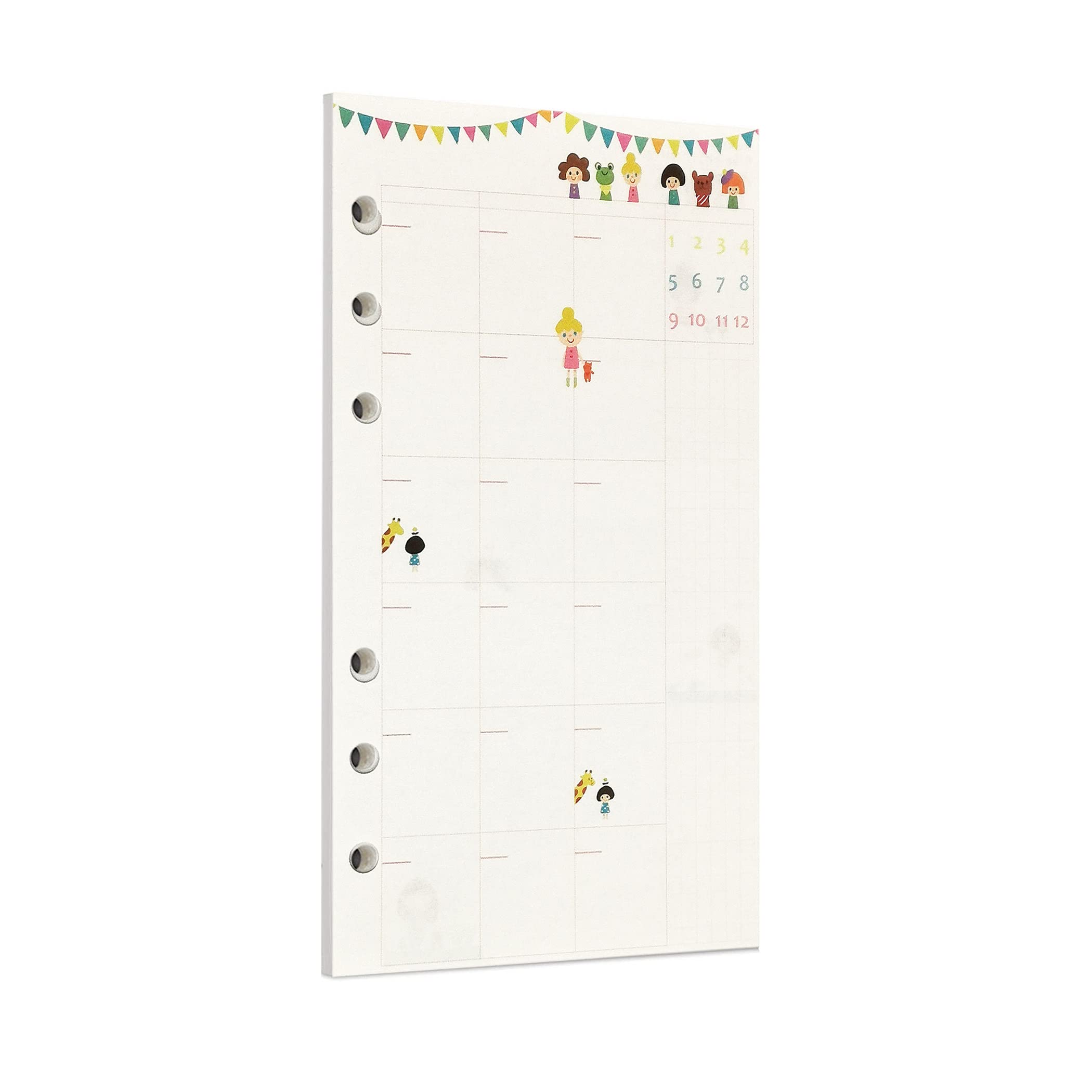 Zelten 40 Sheets 80 Pages Colorful Loose Leaf Punched Paper Refills Paper for 6 Hole Binder Personal Organizer Diary Notebook Refillable Planner (A6, Little Girl Monthly Planner)