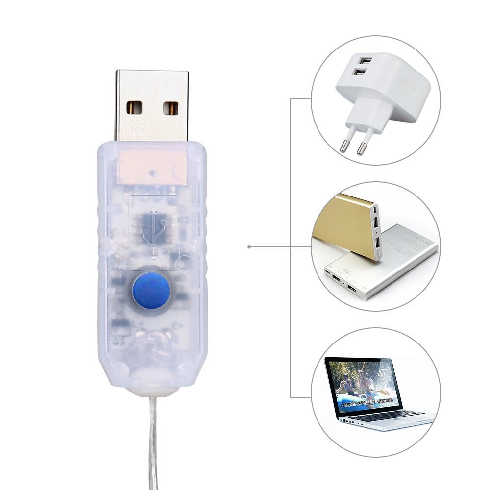 2 x LED Micro Lichterkette im 5M 50LEDs Silbernedraht USB-Anschluss mit Fernbedienung 8 Programm und Zeitwahl Dimmen LED-Lichter für Party, Zimmerdekoration, Weihnachten, Halloween, Hochzeit, Beleuchtung Deko (Warmweiß)
