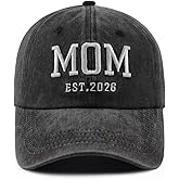 2PCS Mom and Dad EST 2026 Hat for Women Men, Funny Adjustable Cotton Embroidered New Parents Gifts Baseball Cap