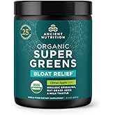 Ancient Nutrition Organic SuperGreens Bloat Relief, Digestive Enzymes, Prebiotic Fiber & Probiotics, Supports Bloat Relief & Digestive Health, 25 Superfoods, Citrus Apple, 25 Servings