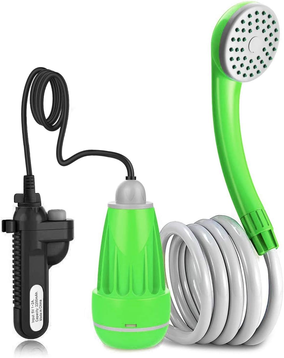 innhom Portable Shower Outdoor Camp Shower Camping Shower Camp Shower Pump, Electric Rechargeable Portable Shower, Powered by Rechargeable Battery or Car Cigarette Lighter 1 Year Warranty : Sports & Outdoors