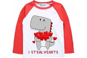 CM-KID Boys Valentine's Day T-Shirt Kids Valentines Tee Monster Truck Dinosaur Digger Love Heart Clothes Toddler 2-7T