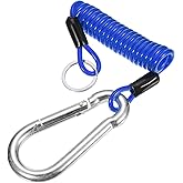 PATIKIL 3 ft Breakaway Trailer Cable,Trailer Brake Away Cable Safety Cable Strap Spring Towing Coiled Wire with Clip for RV Trailer Emergency Breakaway Switch, Blue