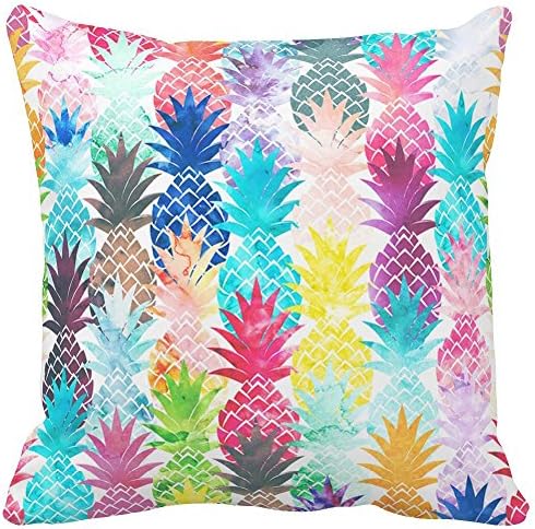 Decorative Pillow Cover Throw Tropical Hawaiian , Pineapple Cushion (rainbow)