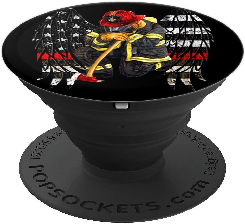 Firefighters Flag Angel Wings Gift Kneel firefighter prayer PopSockets Grip and Stand for Phones and Tablets