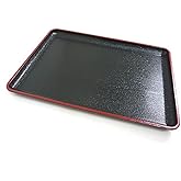 JapanBargain 4126, Japanese Lacquered Plastic Serving Trays, Versatile Tray for Bento, Dinner, Tea, Coffee Table, Ottoman, TV, and Butler Use, Black and Red Color, Made in Japan, 18"x13.75", 1-Pack