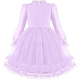 Arshiner Toddler Tutu Dress Girls Puff Long Sleeve Fall Winter Formal Party Tulle Dresses 3-8Y