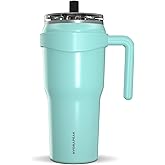 Hydrapeak Roadster 40oz Stainless Steel Tumbler Double Wall Vacuum Insulated Water Bottle With Handle And 2 in 1 Straw Lid (Aqua Gloss)