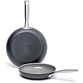 GreenPan Chatham Hard Anodized Healthy Ceramic Nonstick 8" and 10" Frying Pan Skillet Set, Omelette and Egg Pan, PFAS-Free, Dishwasher Safe, Oven Safe, Gray