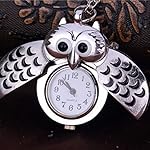 Malltop Men Women Owl Wing Slider Long Chain Necklace Pocket Watch