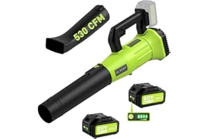BLSKBY Leaf Blower Cordless 530CFM - 2 X 3.0Ah Battery and Fast Charger, 20V Cordless Leaf Blower with 7 Variable Speed for Y