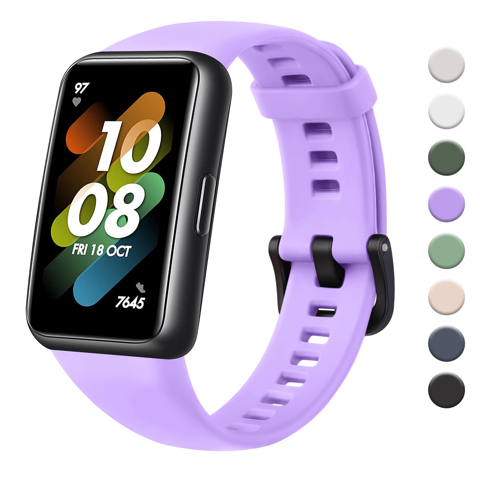 Mugust Straps for Huawei Band 7 Replacement Silicone Strap Watch Accessories Sports Straps Violet