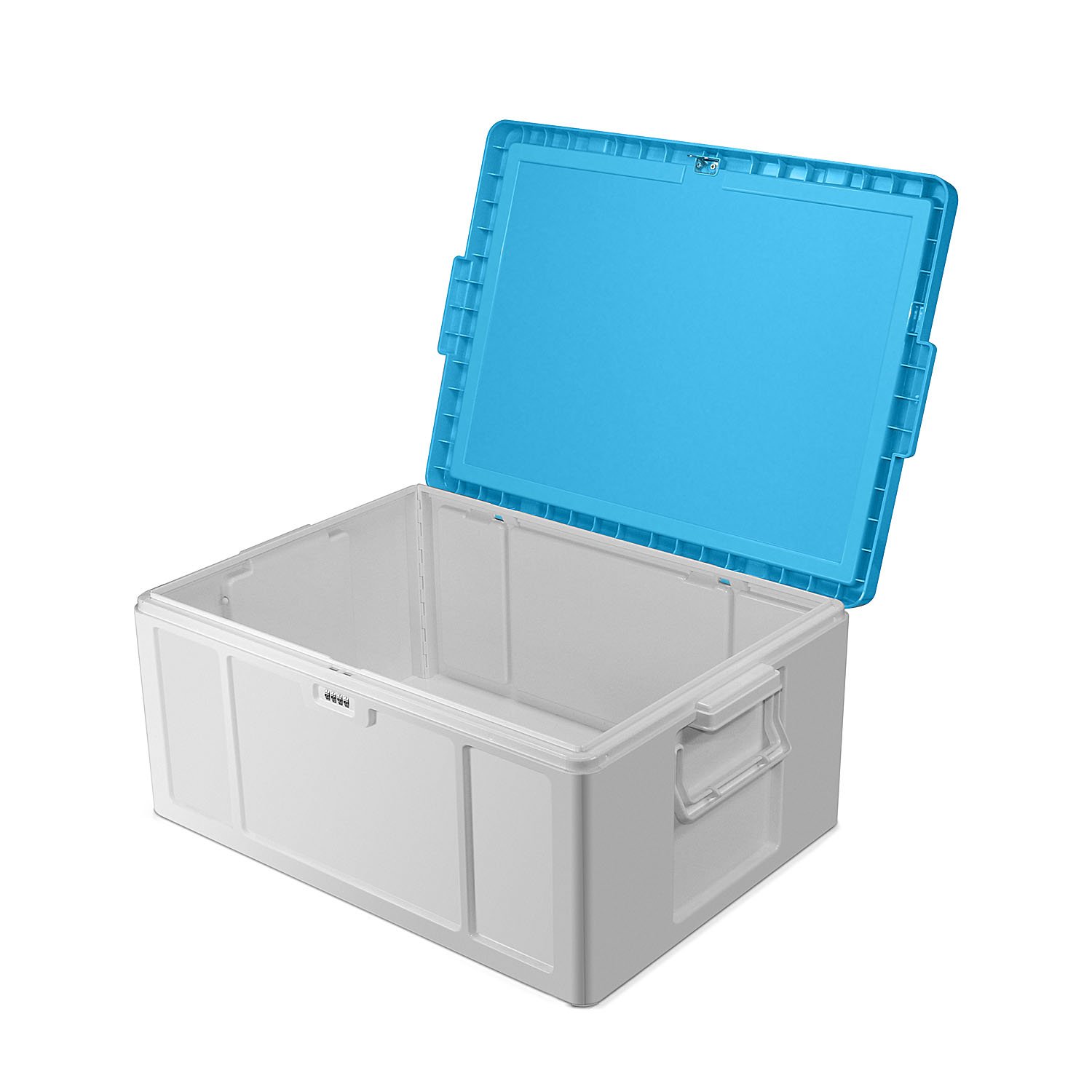 Storage Container Stackable Bins with Digit Lock ABS Safety Large Capacity 51L (cyan)