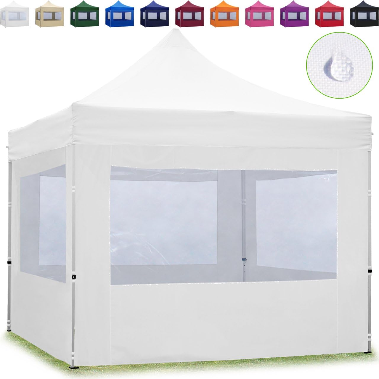 TOOLPORT PopUp Gazebo Aluminium 3x3m - 4 sidewalls white Folding tent Party tent Market Shelter 100% waterproof roof