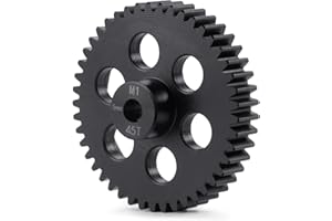 BRKRC Steel M1 Pinion Gear 34T-45T 5mm Shaft Motor Gears for 1/8 1/10 RC Brushless Brush Motor Electric Car/Truck Part (45T)