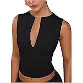 Floerns Women's Sleeveless Tank Top Notched V Neck Slim Fit Dressy Casual Camisole