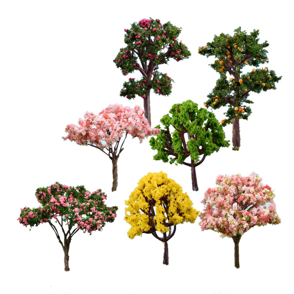 ZUHK Mini Model Garden Tree Plant Pots Decor Moss Micro Landscape/7 Pieces DIY Mixed Model Trees Miniature fit for Miniature Fairy Garden Lawn Ornament