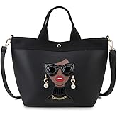 ENJOININ Funky Lady Face Purse for Women Casual Shopping Bag Top Handle Satchel Handbags Pu Leather Shoulder Bag Totes | Funky Lady Face, Casual Shopping Bag, Top Handle, Pu Leather