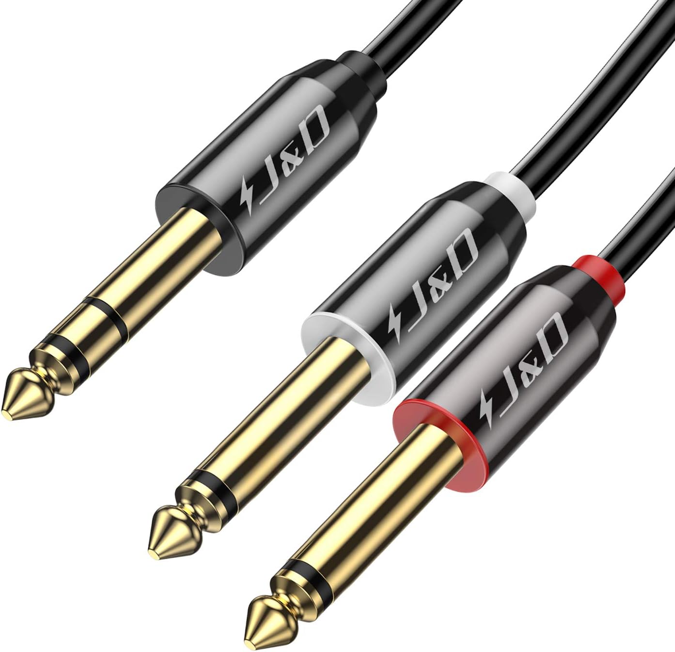 J&D 1/4 inch TRS Y-Splitter Insert Cable Lead Stereo Jack Cable 6 Feet/1.8 Meter