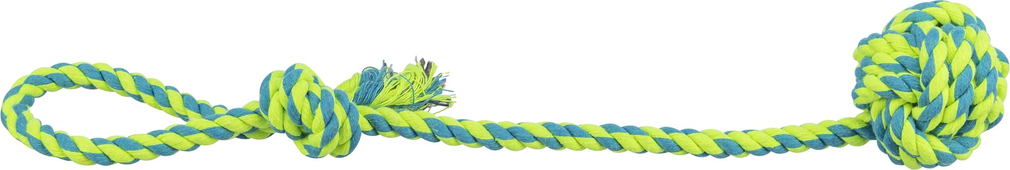 Trixie play rope with woven ball, ø 7/50 cm, petrol/lime, 3269, cotton/polyester
