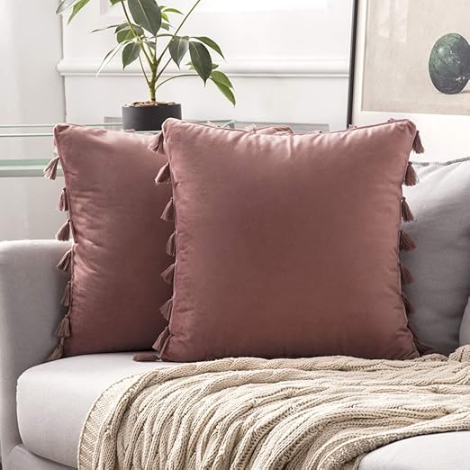Mauve Tassel Pillow Covers