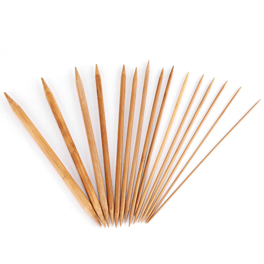 75 Pcs Natural Bamboo Pointed Carbonized Knitting Needles Knitting Needles Set Double 15 Sizes from 2.0mm-10.0mm for Handmade Creative DIY Tool