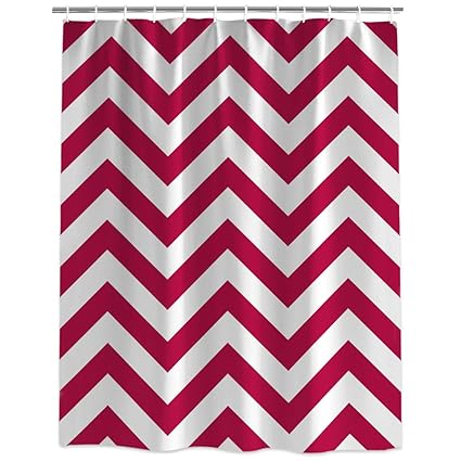 Laibao Chevron Zig Zag Ripple Rose Red And White Printing Shower