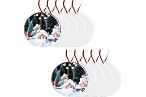 WANZELONYO Sublimation Blank Ornaments 4 Inch Round Aluminium Haning Ornament 10 PCS Bulk for HTV Crafting DIY and Chritsmas Tree Decoration