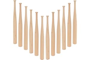 DIICCYO 12 Pack 8" Mini Baseball Bats, Unfinished Wooden Baseball Bat Craft, Unpainted Small Wood Baseball Bats Display Stand Holder for DIY Painting Projects Ball Sports Games Party Favors Craft
