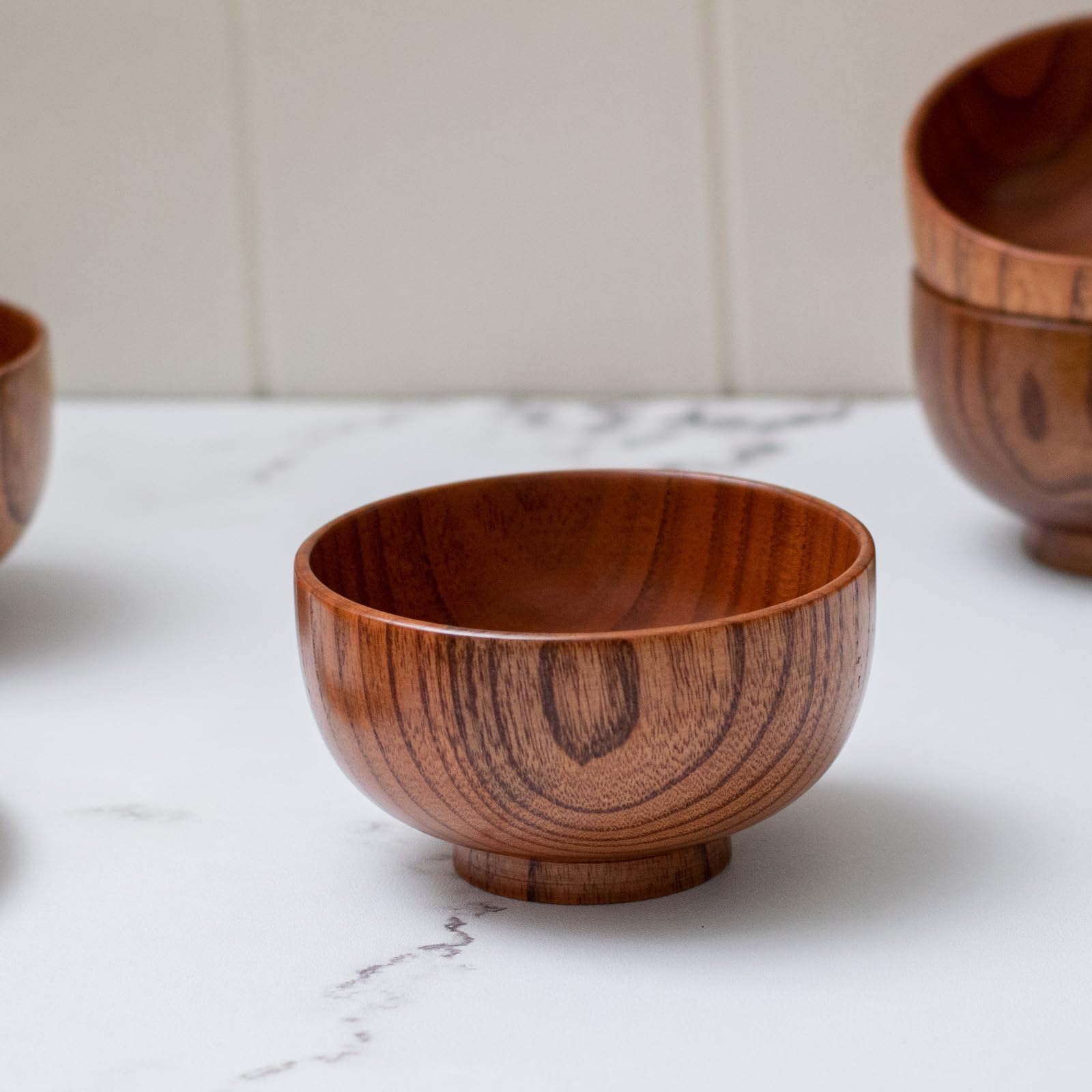 Cospring Handmade Wood Bowl, Mug, for Rice, Soup, Dip, Coffee, Tea, Decoration (4PCS Jujube Bowls, M: 4.5'' Dia x 2.6'' High) - Image 5