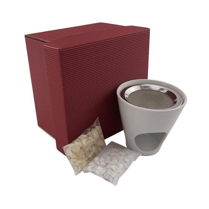 K W Geschenkset Räucherstövchen weiß mit Sieb und Weihrauch - Al-Hojari Oman und HL. Berg Athos Damaszener Rose