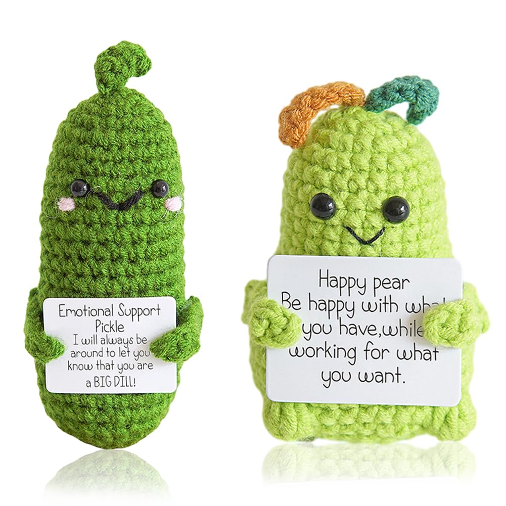 Hilloly 2 PCS Emotional Support Gift, Positive Potato Crochet, Knitted Doll with Positive Card, Cute Potato Doll Good Luck Gifts for Family Friends Party Decoration
