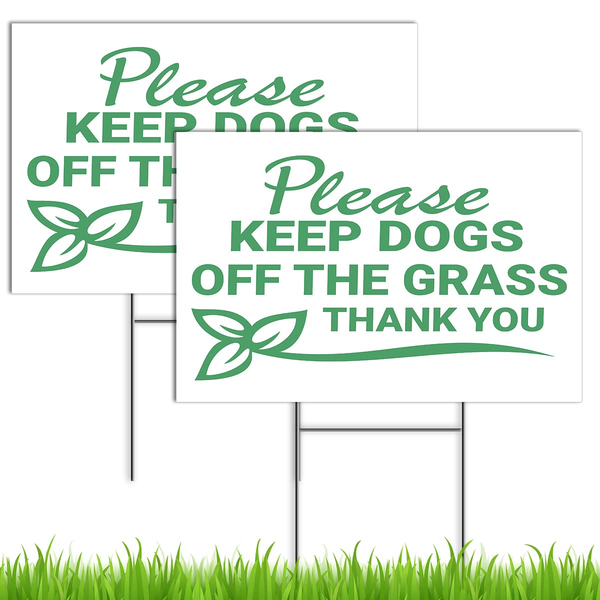 Photo 1 of 2 PC Please Keep Dogs Off Grass Sign, 8x12 DS Coroplast Curb Your Dog Signs for Lawn, No Pets on Yard