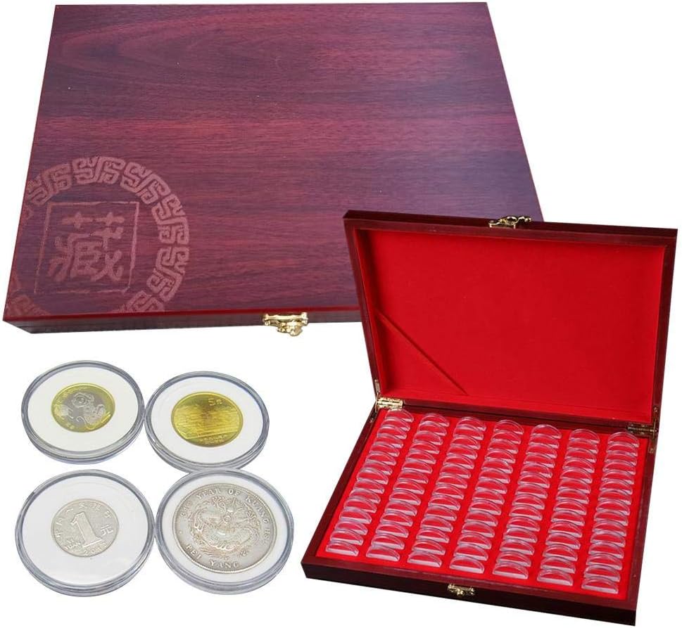 Euopat Coin Holder Case,coin Holders,100 Pieces Coin Collection Wooden