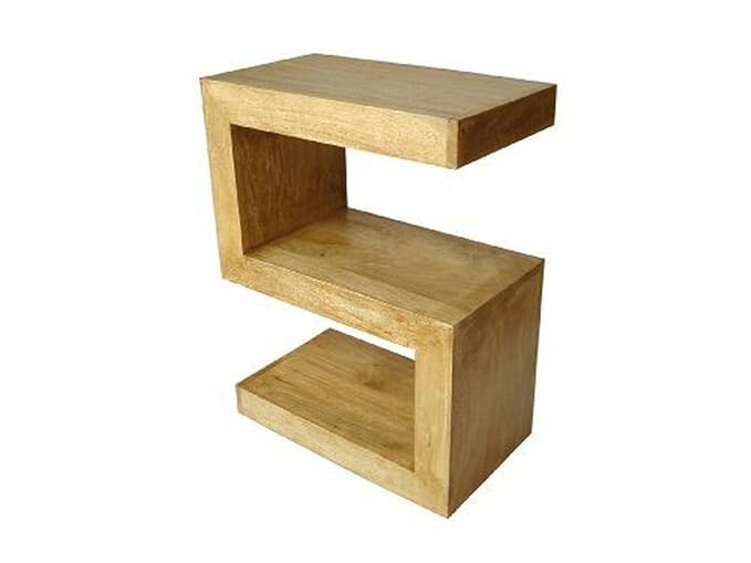 Homescapes Dakota S" Shaped End/Side Table Oak Finish 100
