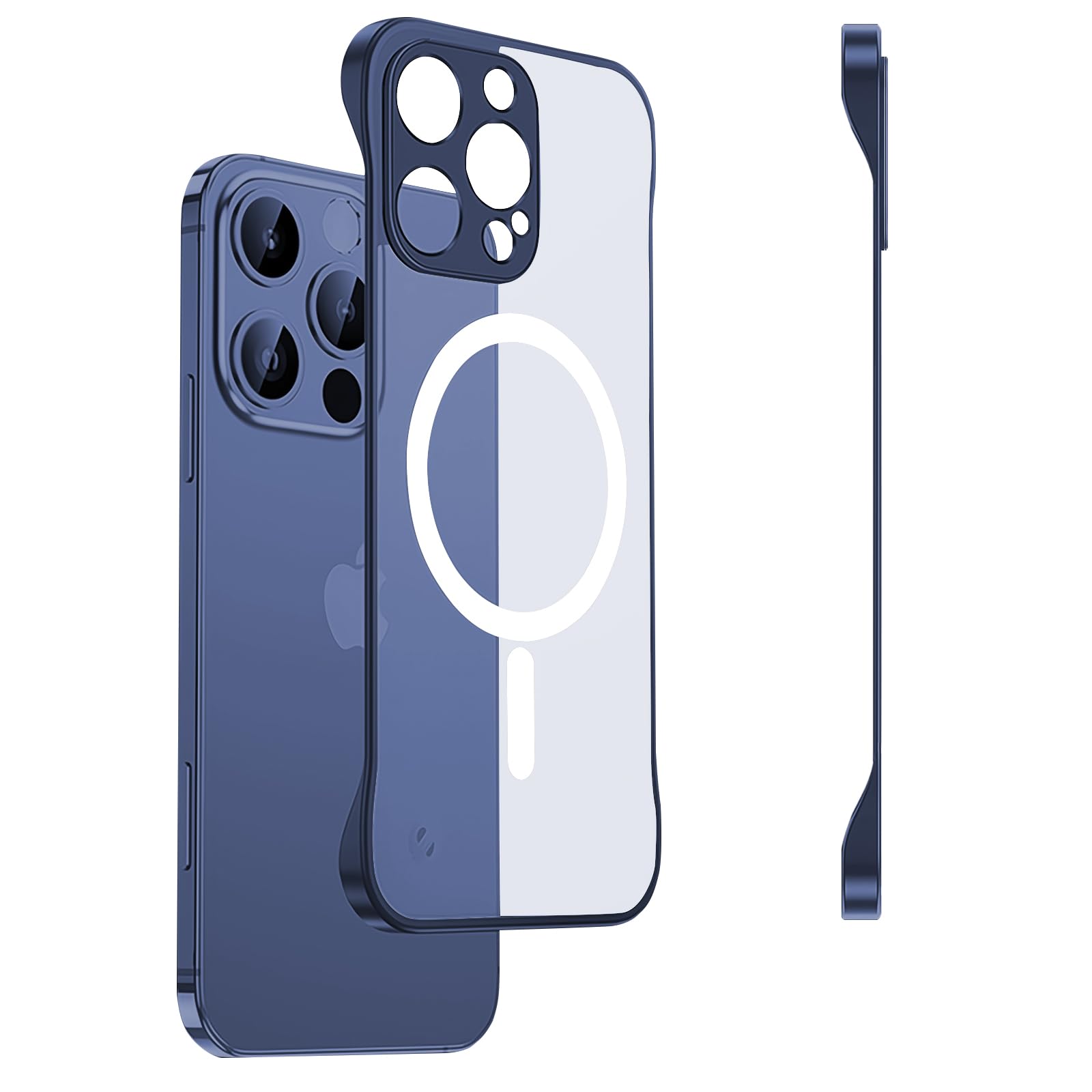 CLEELIVVY Slim Case for iPhone 16 Pro Max, 1.9mm Minimalist Phone Case Compatible with MagSafe (38 Magnets), Thin Light Translucent Anti-Scratch (Abyssal Blue, iPhone 16 Pro Max)