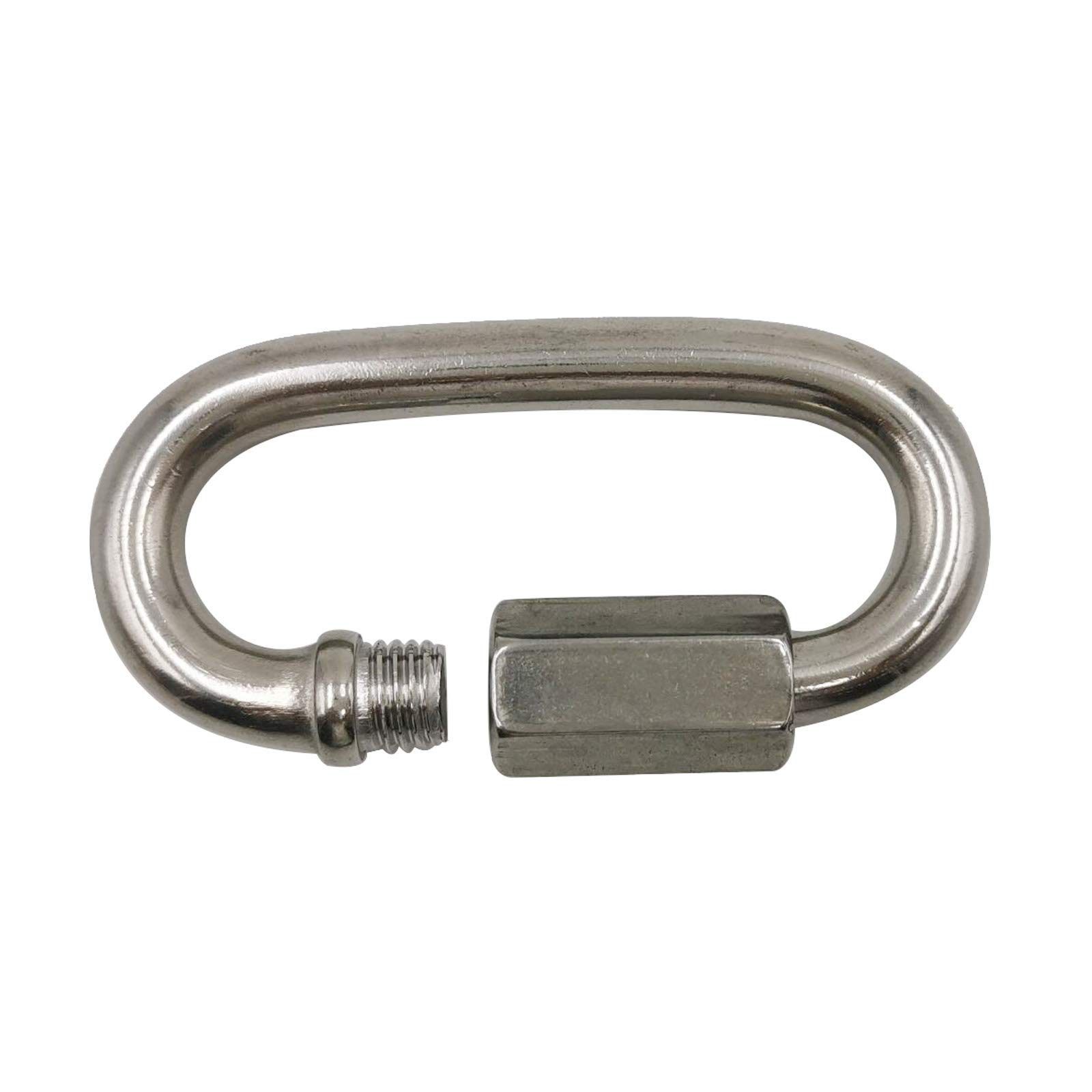 (10 Pieces) M4 Quick Links Carabiners 304 Stainless Steel Chain Connector for Camping Hiking Fishing Hanging Swing