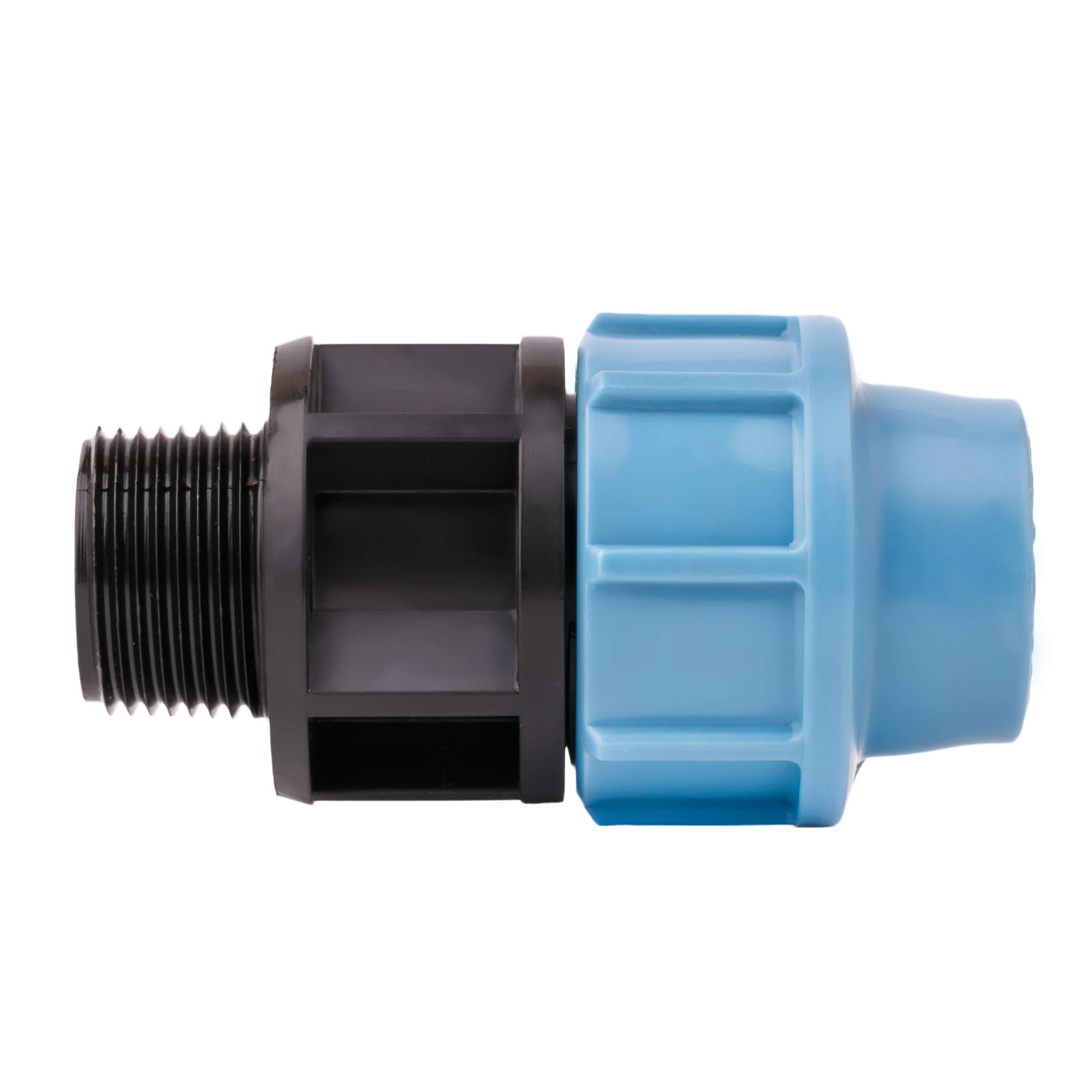 HYDROBIL MDPE Fitting for Water Pipes, Adaptor 20 mm x 1/2 Inch BSP Male Thread, for MDPE Plastic Pipes, 16 Bar, Max. Temperature 45 °C, Compression Fittings