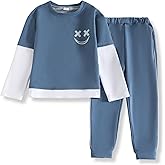 Voxikidio Toddler Boy Clothes Color-Block Long Sleeve Sweatshirt and Pant Outfits Kids 2Pcs Fall Clothing Set