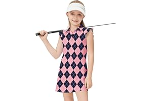 Soneven Girls Sleeveless Tennis Dress Kids Ruffle Golf Dress School Sports Athletic Dresses Outfit with Shorts Pockets