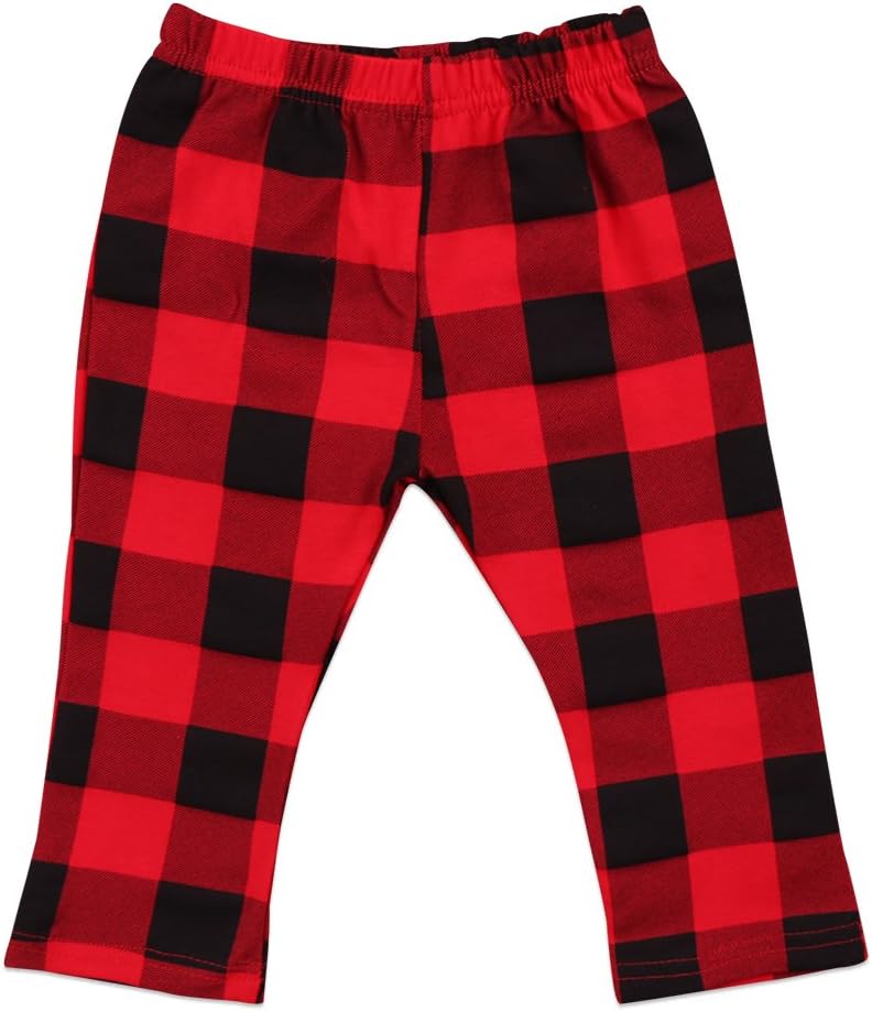 AndannbyToddler Baby Pants Infant Boy Girl Casual Cotton Plaids Check Long Pants Trousers Red&Black
