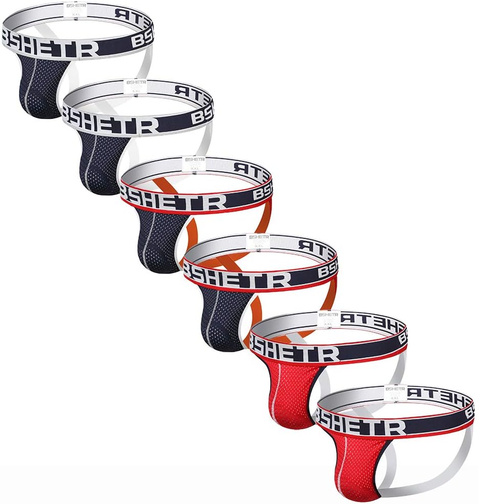 Men's Jockstrap Athletic Supporters Underwear Multipack, Sexy Mesh Low Rise Breathable Performance Jock Strap
